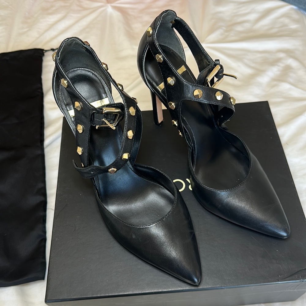 Marciano Bobbie Black Leather Heels